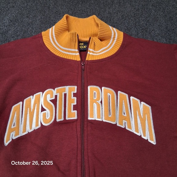 Fox Amsterdam Full Zip Sweatshirt Womens Size Large Red and Yellow - Picture 2 of 9